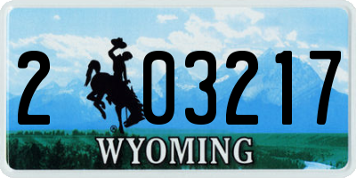 WY license plate 203217