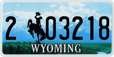 WY license plate 203218