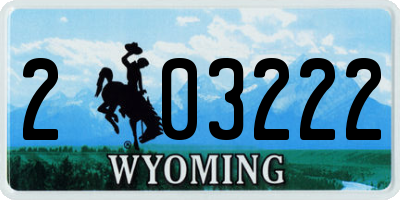 WY license plate 203222