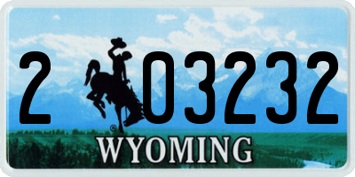 WY license plate 203232