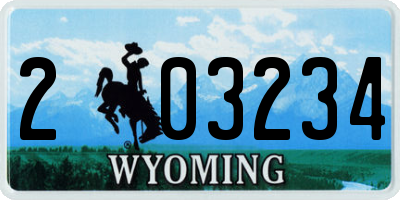 WY license plate 203234