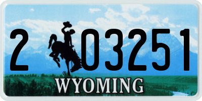 WY license plate 203251
