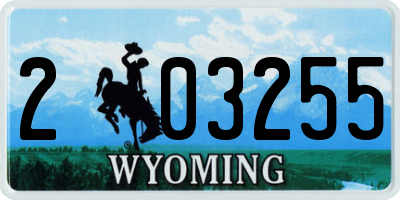 WY license plate 203255