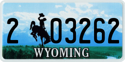 WY license plate 203262