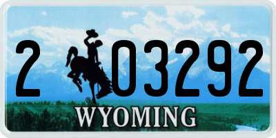 WY license plate 203292