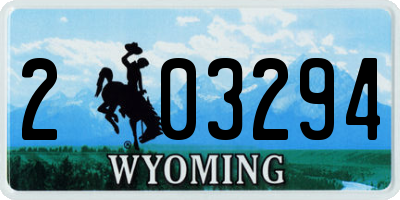 WY license plate 203294