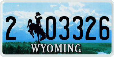 WY license plate 203326