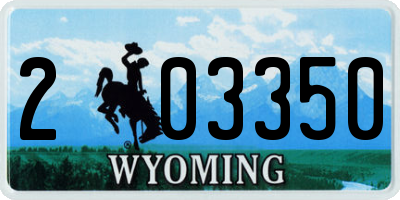 WY license plate 203350