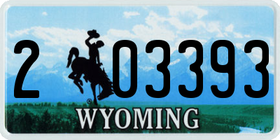 WY license plate 203393