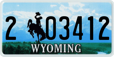 WY license plate 203412