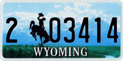 WY license plate 203414