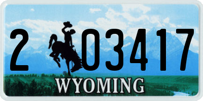 WY license plate 203417