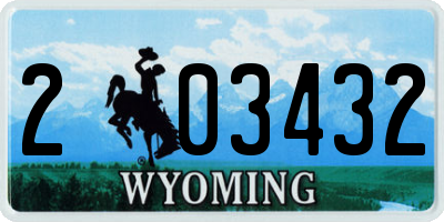 WY license plate 203432