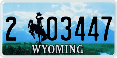 WY license plate 203447