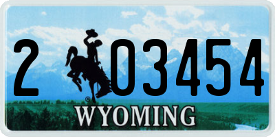 WY license plate 203454