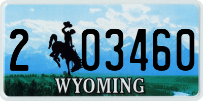 WY license plate 203460