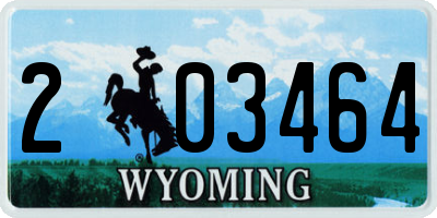 WY license plate 203464