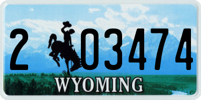 WY license plate 203474