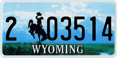 WY license plate 203514