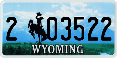 WY license plate 203522
