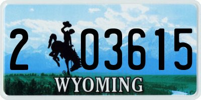 WY license plate 203615
