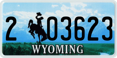 WY license plate 203623