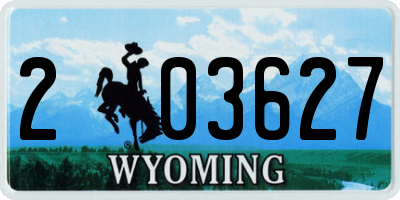 WY license plate 203627