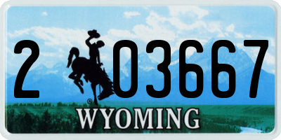 WY license plate 203667