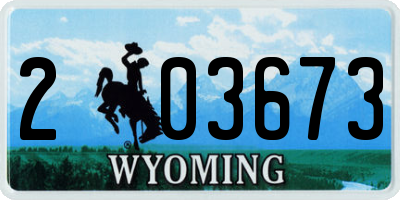 WY license plate 203673