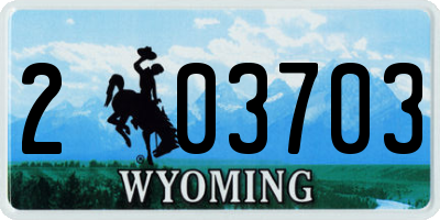 WY license plate 203703
