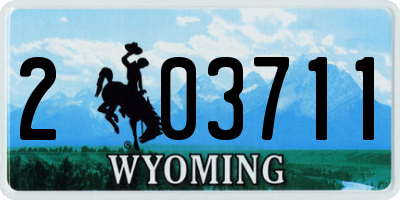 WY license plate 203711