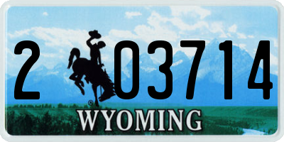 WY license plate 203714