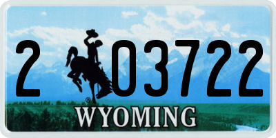 WY license plate 203722