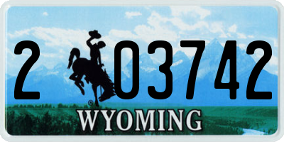 WY license plate 203742