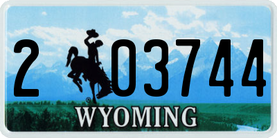 WY license plate 203744