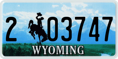 WY license plate 203747