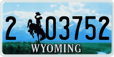 WY license plate 203752