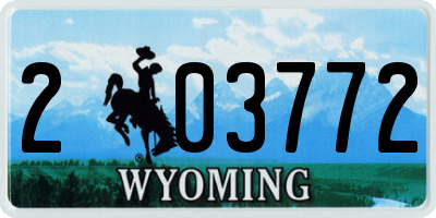 WY license plate 203772