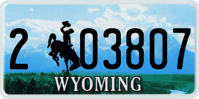WY license plate 203807