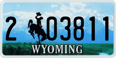 WY license plate 203811