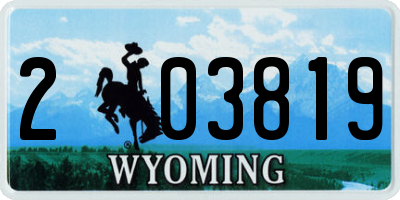 WY license plate 203819