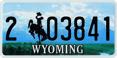 WY license plate 203841