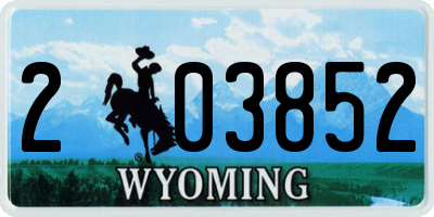 WY license plate 203852
