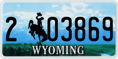 WY license plate 203869