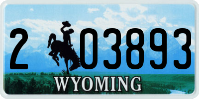 WY license plate 203893
