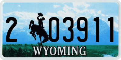 WY license plate 203911