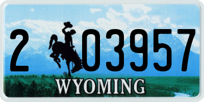 WY license plate 203957