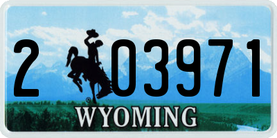 WY license plate 203971