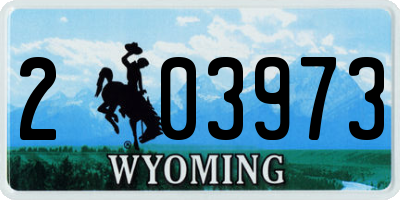 WY license plate 203973