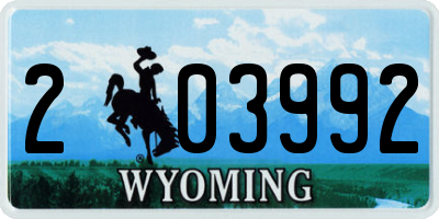 WY license plate 203992